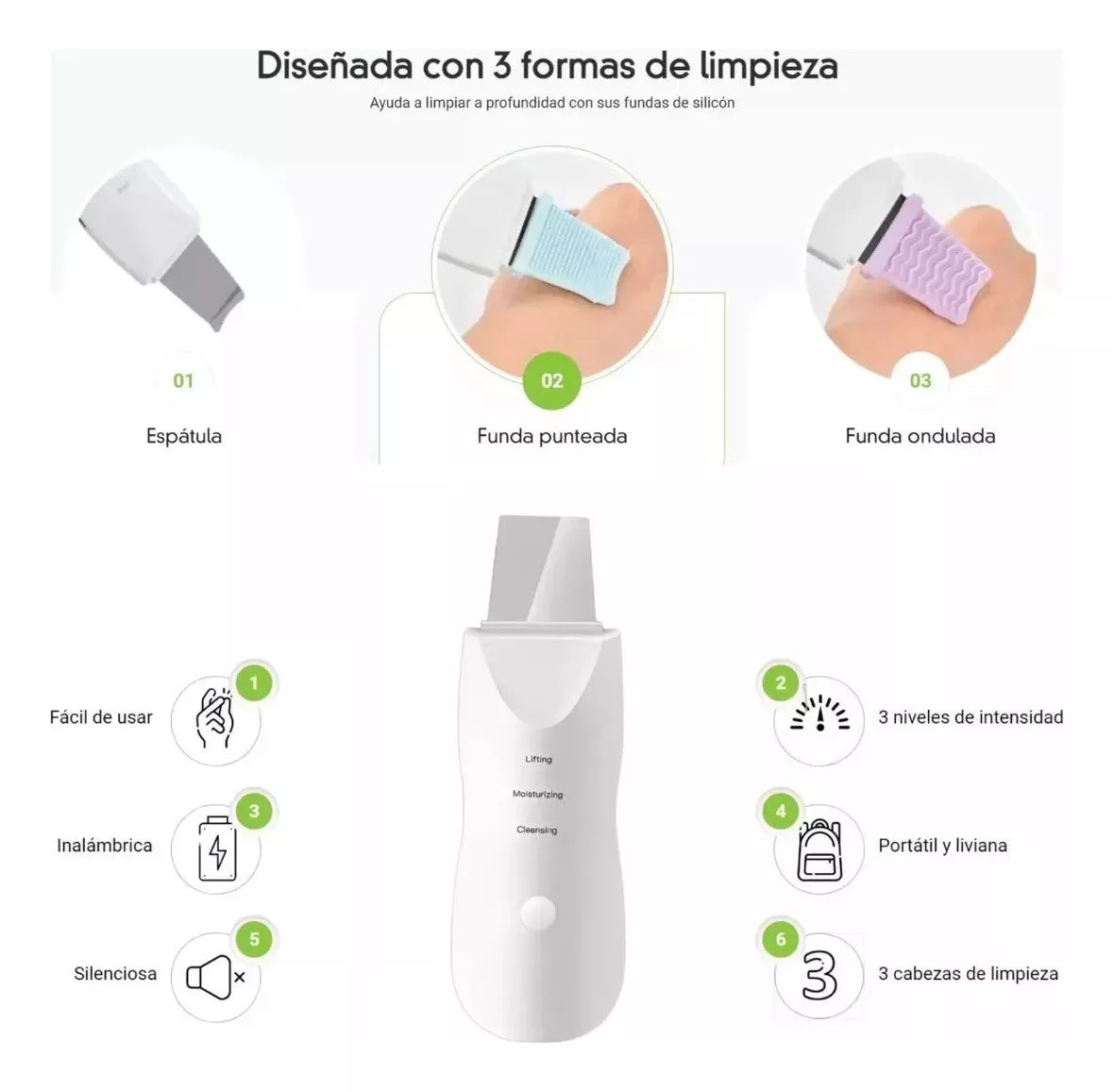 Espátula Facial Ultrasónica — Peeling en casa