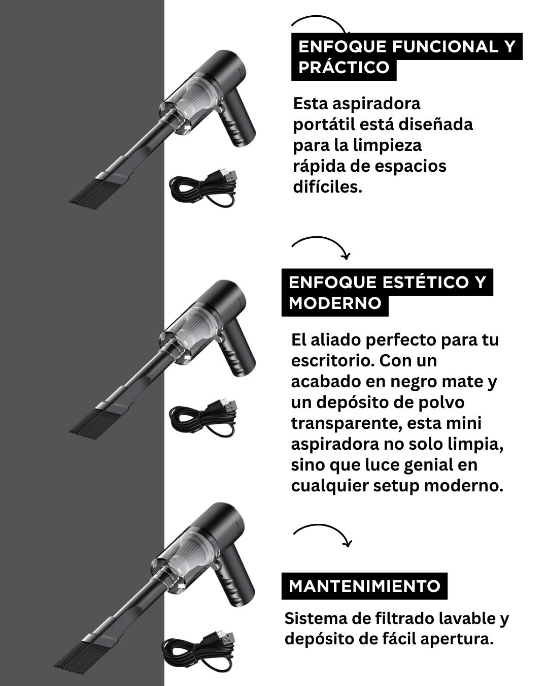 Mini Aspiradora Portátil Recargable